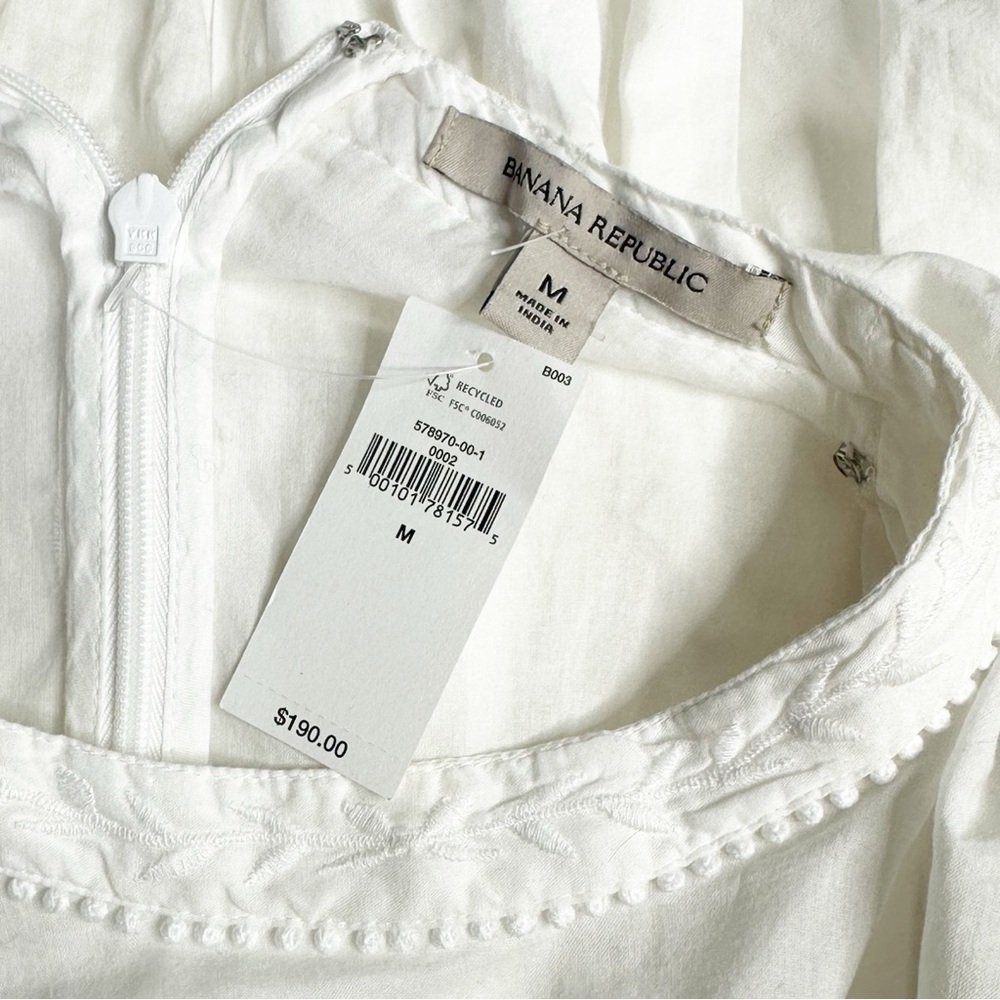 Banana Republic Esme Embroidered Mini Dress Medium white cotton Victorian dainty - Picture 12 of 16